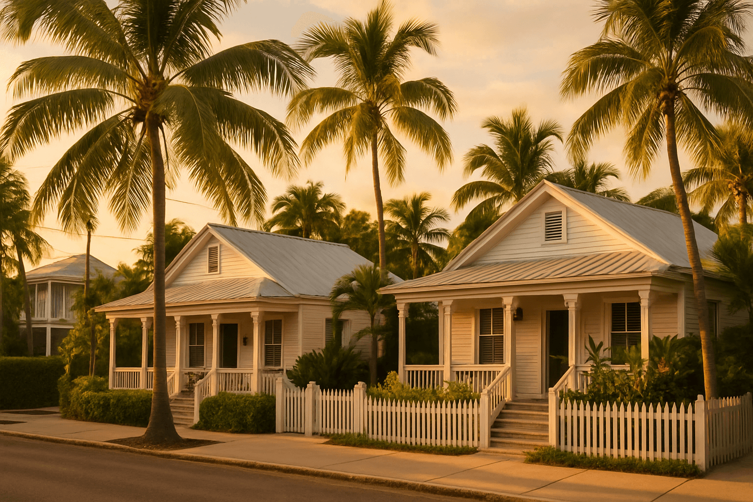 Illustration representing Key West real estate, neighborhood homes, tropical lifestyle