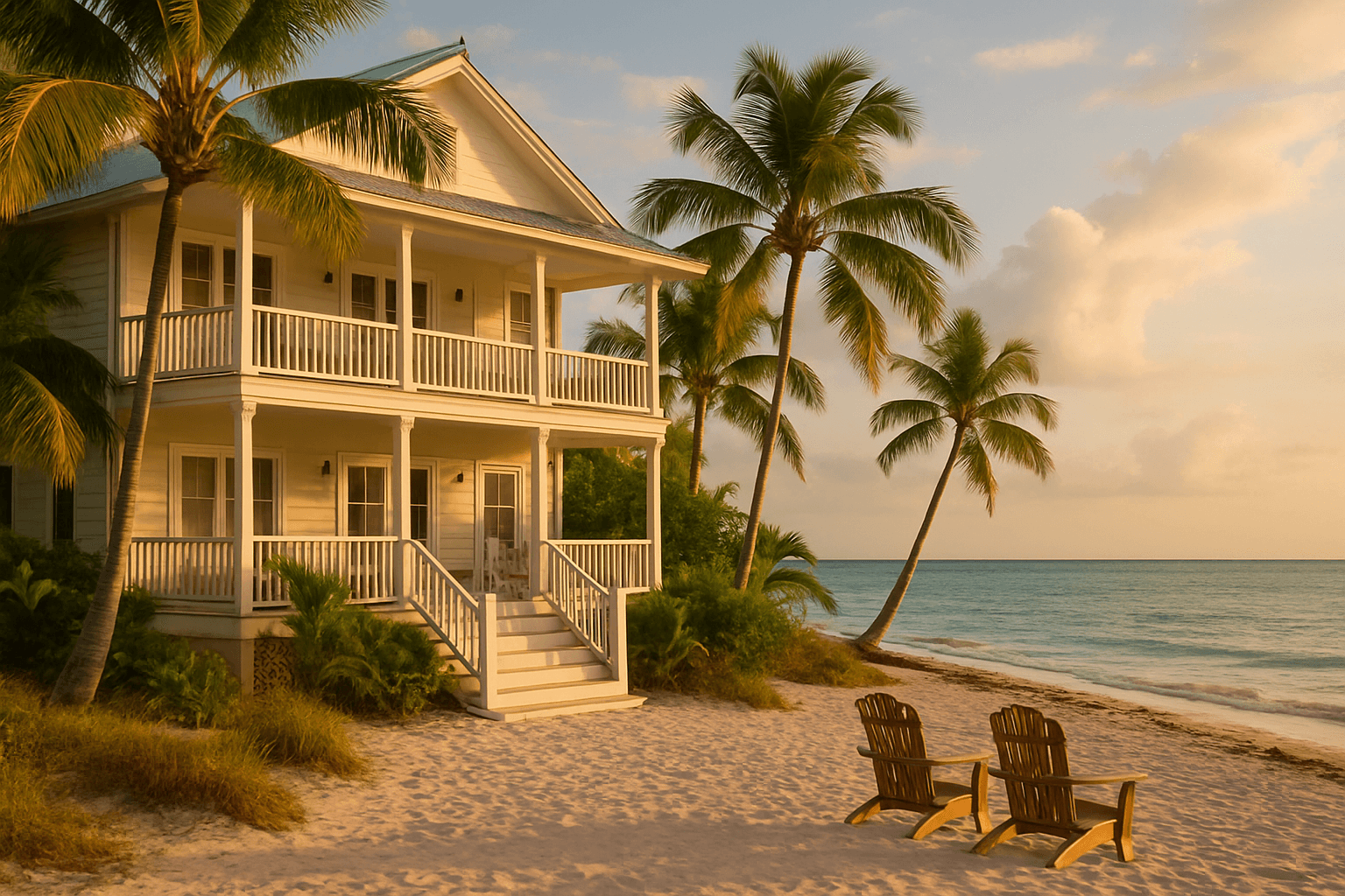 Illustration representing Key West rentals, beachfront property, island lifestyle